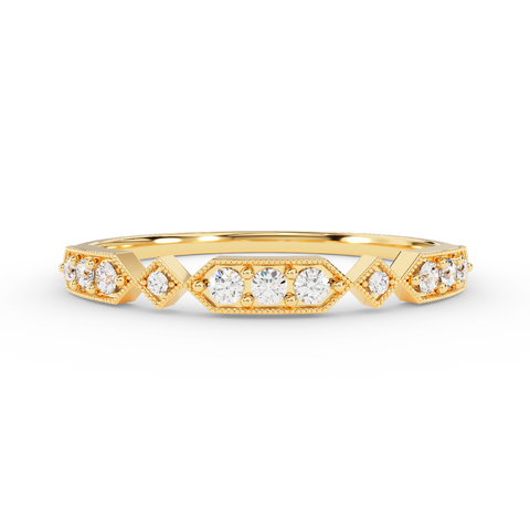 18k yellow gold wedding band, 14k gold vintage wedding ring, diamond wedding band unique details, fine jewelry