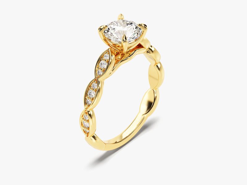 Vintage Side Stone Round Cut Lab Grown Diamond Engagement Ring (1.00 CT)