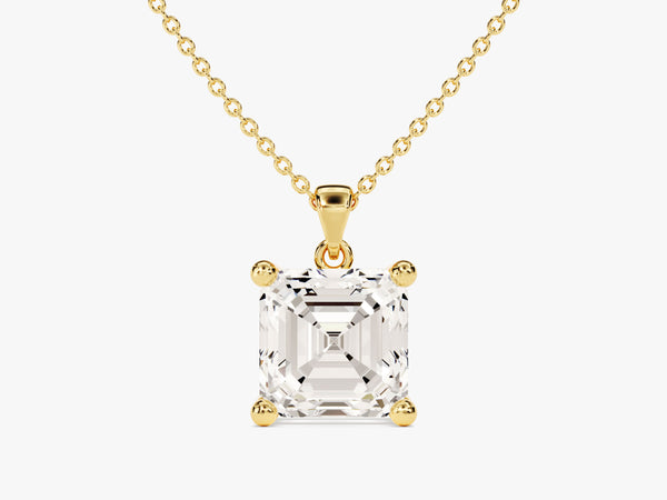 18K Gold Floating Asscher Cut Diamond Necklace