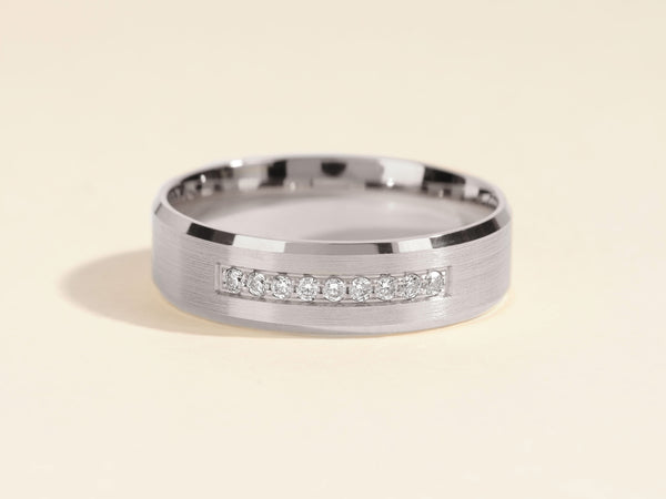 7 Stone Round Diamond Bands: Platinum Diamond Wedding Ring for Men 1.5ct  001100