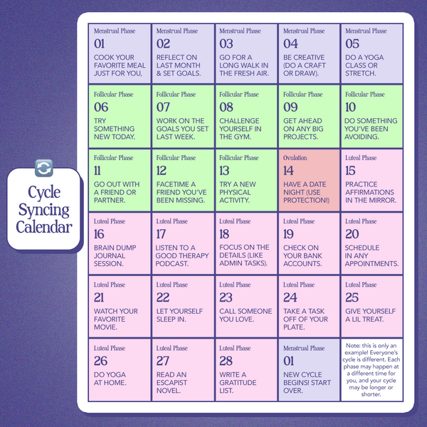 Women's Cycle Syncing Guide Period Tracker Cycle Syncing Journal & Planner  