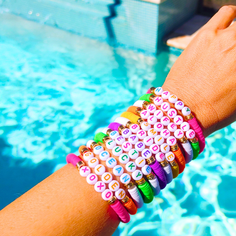 Preppy Solid Clay Beaded Bracelets