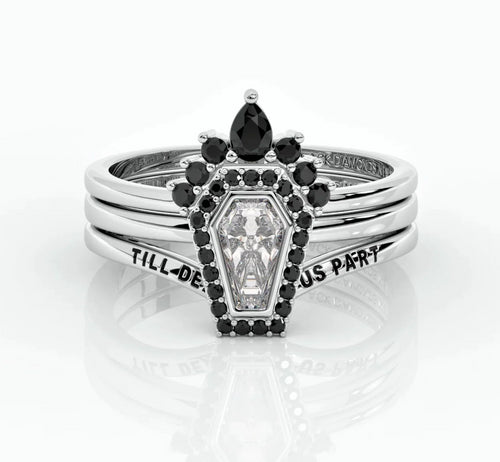 UNTIL DEATH RINGS- LIMITED COFFIN SHAPE MOISSANITE WEDDING RINGS