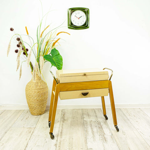Modern Wooden Sewing Box, Side Table with Storage, Germany, 1960s For Sale  at 1stDibs  1960s wooden sewing box on legs, vintage sewing table with  storage, modern sewing box