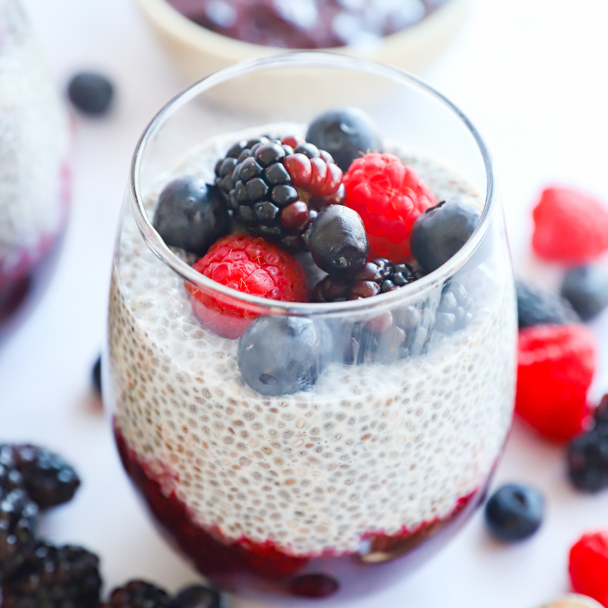 mixed berry vegan chia seed pudding recipe