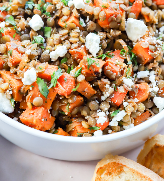 lentil salad with sweet potatoes and goat cheese recipe