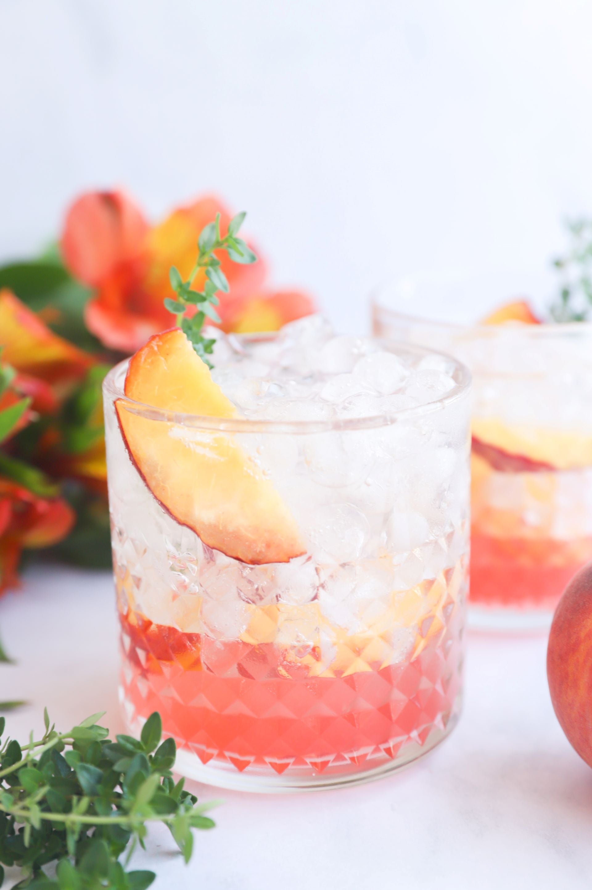 Sparkling Peach Thyme Mocktail