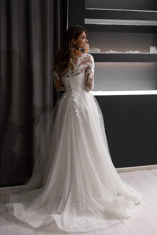 Long Long-Sleeve Ball Gown Wedding Dress Viteria – Olivia Bottega