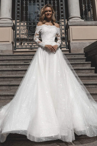 Long Long-Sleeve Ball Gown Wedding Dress Viteria – Olivia Bottega