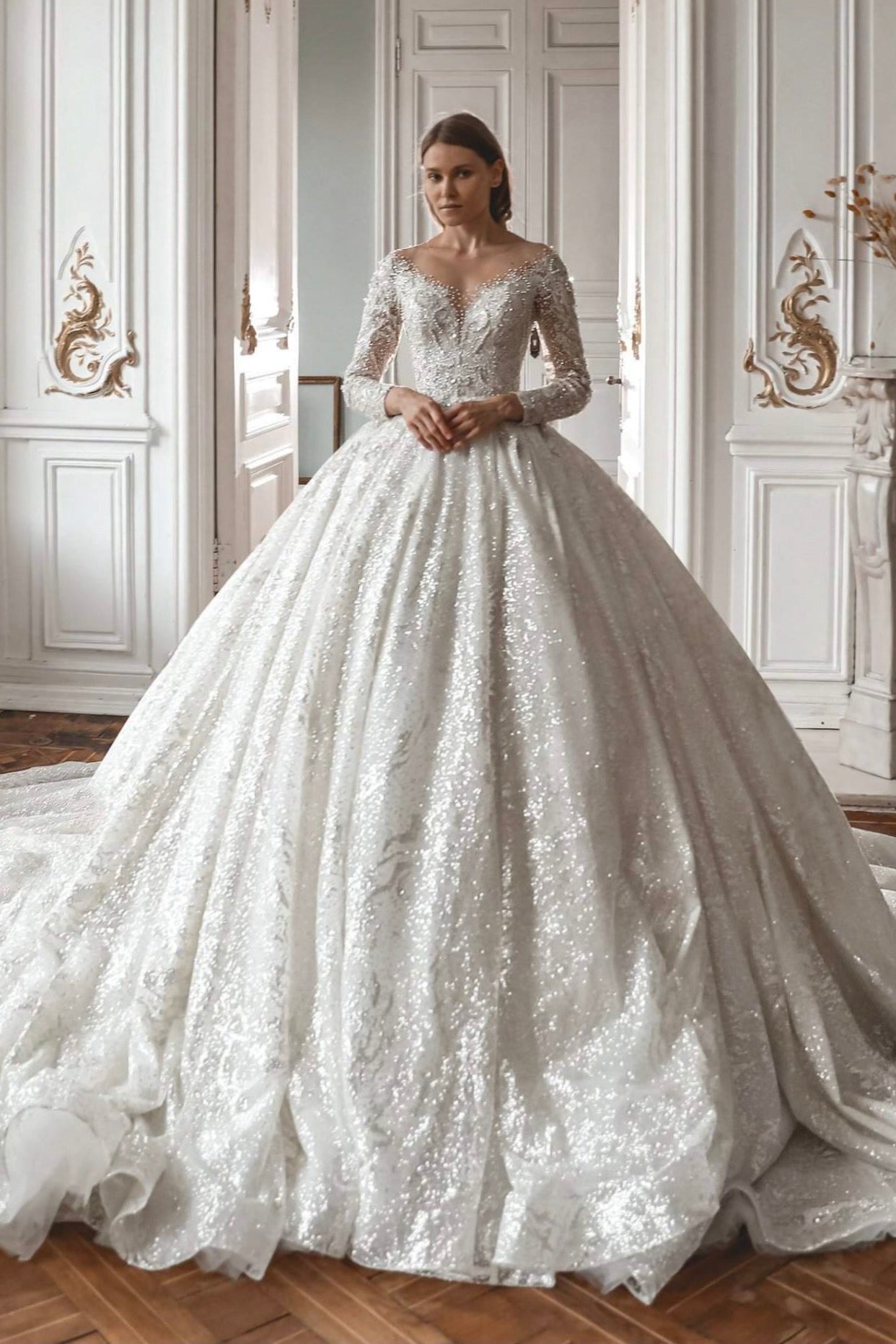 Royal Lace Off The Shoulder Sparkly Wedding Dress Meryem 1394