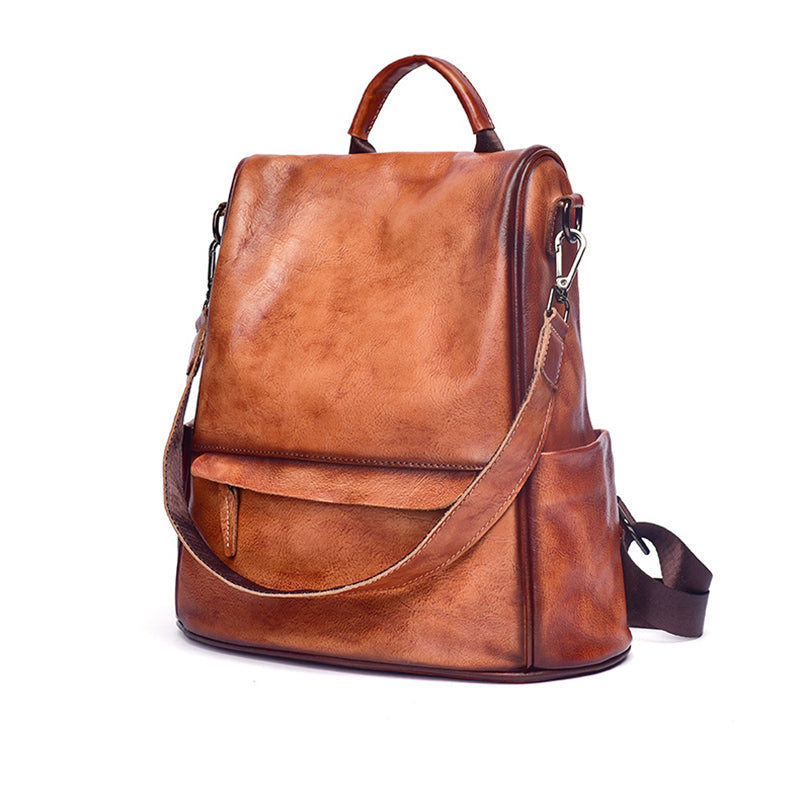 Vintage Commuter Genuine Leather Solid Backpack – Jverny