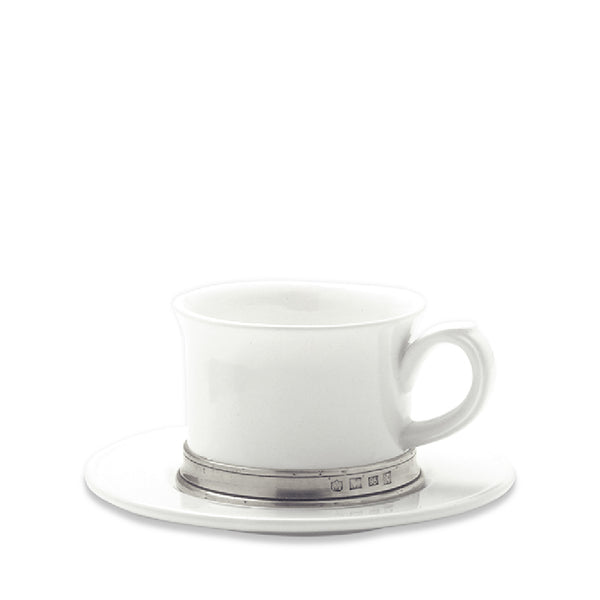 MATCH PEWTER Convivio Cappuccino and Teacup with Saucer Set Of 2