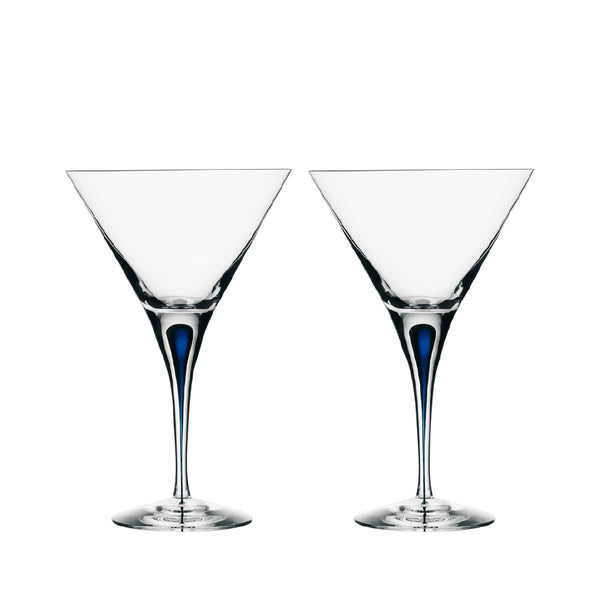 ORREFORS Intermezzo Blue Martini Pair