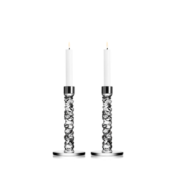 ORREFORS Carat Candlestick Pair