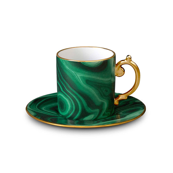 L'OBJET Malachite Espresso Cup and Saucer