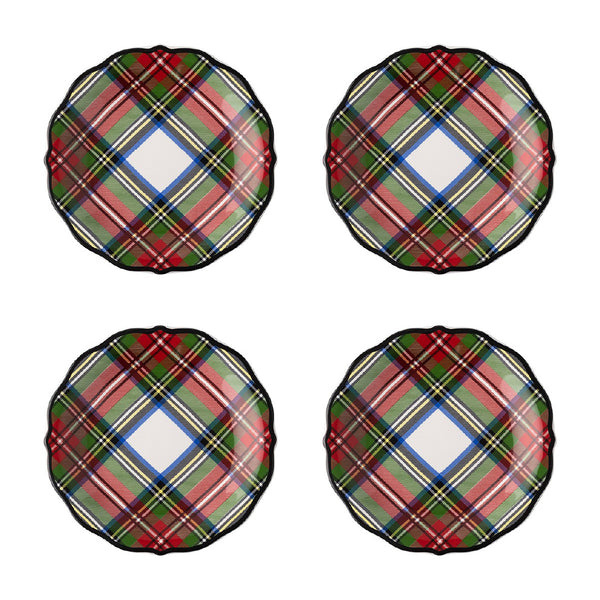 JULISKA Stewart Tartan Cocktail Plates Set Of 4