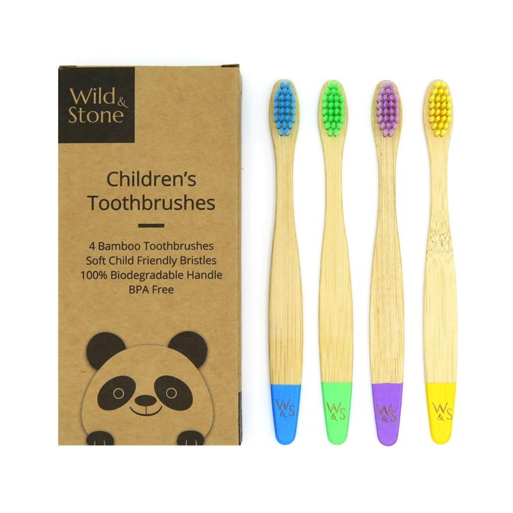Kids bamboo toothbrushes 4pk