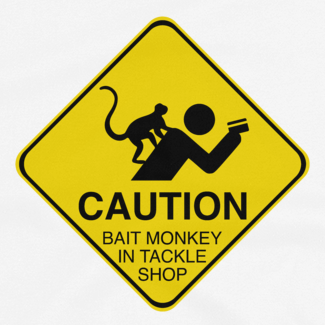 CAUTION: Bait Monkey - Black - Funny Fishing T Shirt – JOE'S