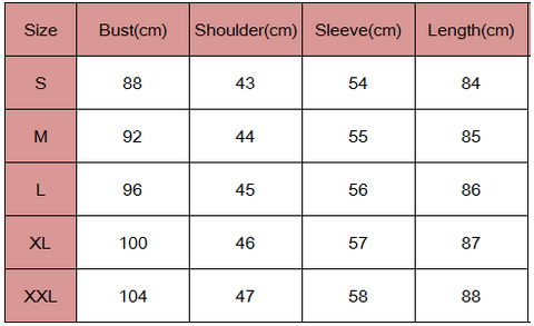 murass size chart