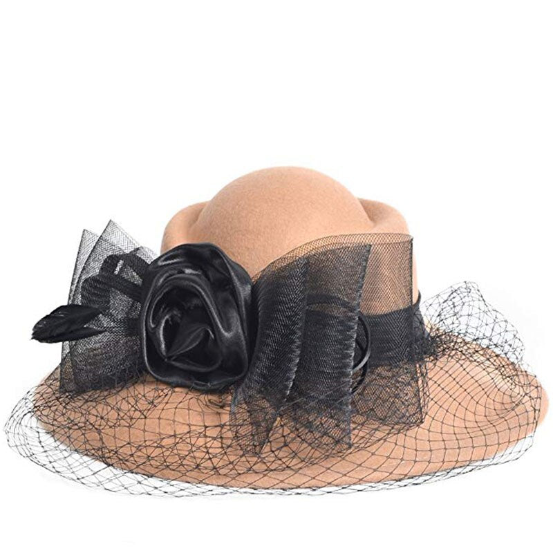 Women Wide Brim Wool Felt Cocktail Hat – murass
