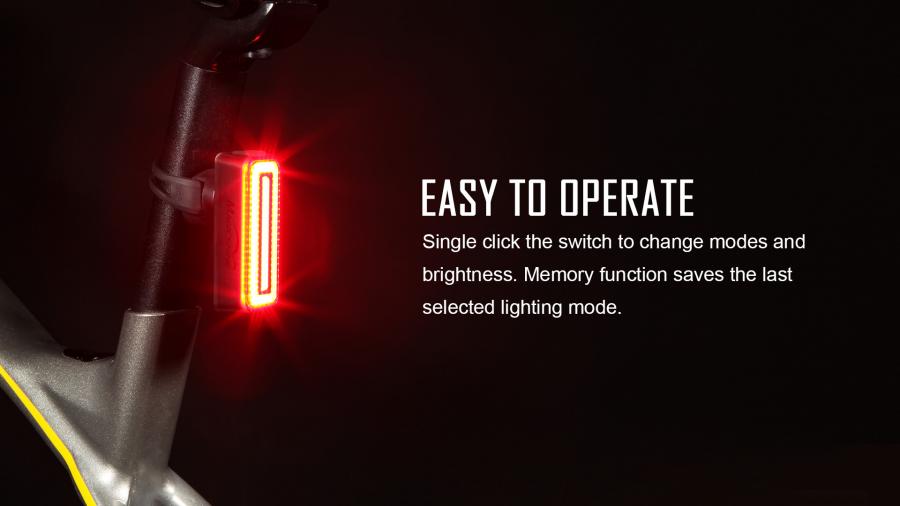 Magicshine SEEMEE 100 V2.0 bike tail light showing its USB-C port, designed for straightforward and efficient charging to full power in 1.5 hours.