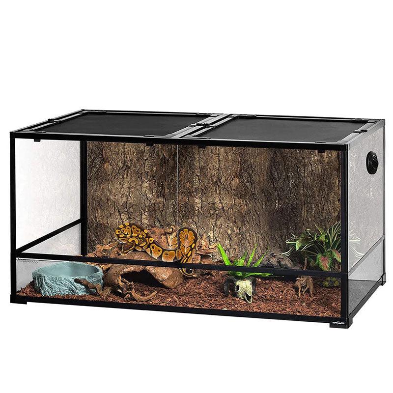 REPTI ZOO 120 Gallon 48" x 24" x 24" Large Glass Reptile Snake Terrarium, Tall & Wide Reptile Habitat Tank with Sliding Door Screen Ventilation RK0240 - REPTI ZOO