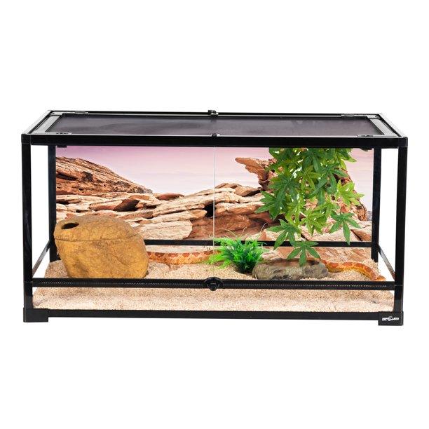 90 Gallon Glass Terrarium with Divider for Reptiles,Reptile Tank with  Double Hinge Door & Screen Ventilation, Supporting Used as 2 Separate  Habitats Easy Assembly 