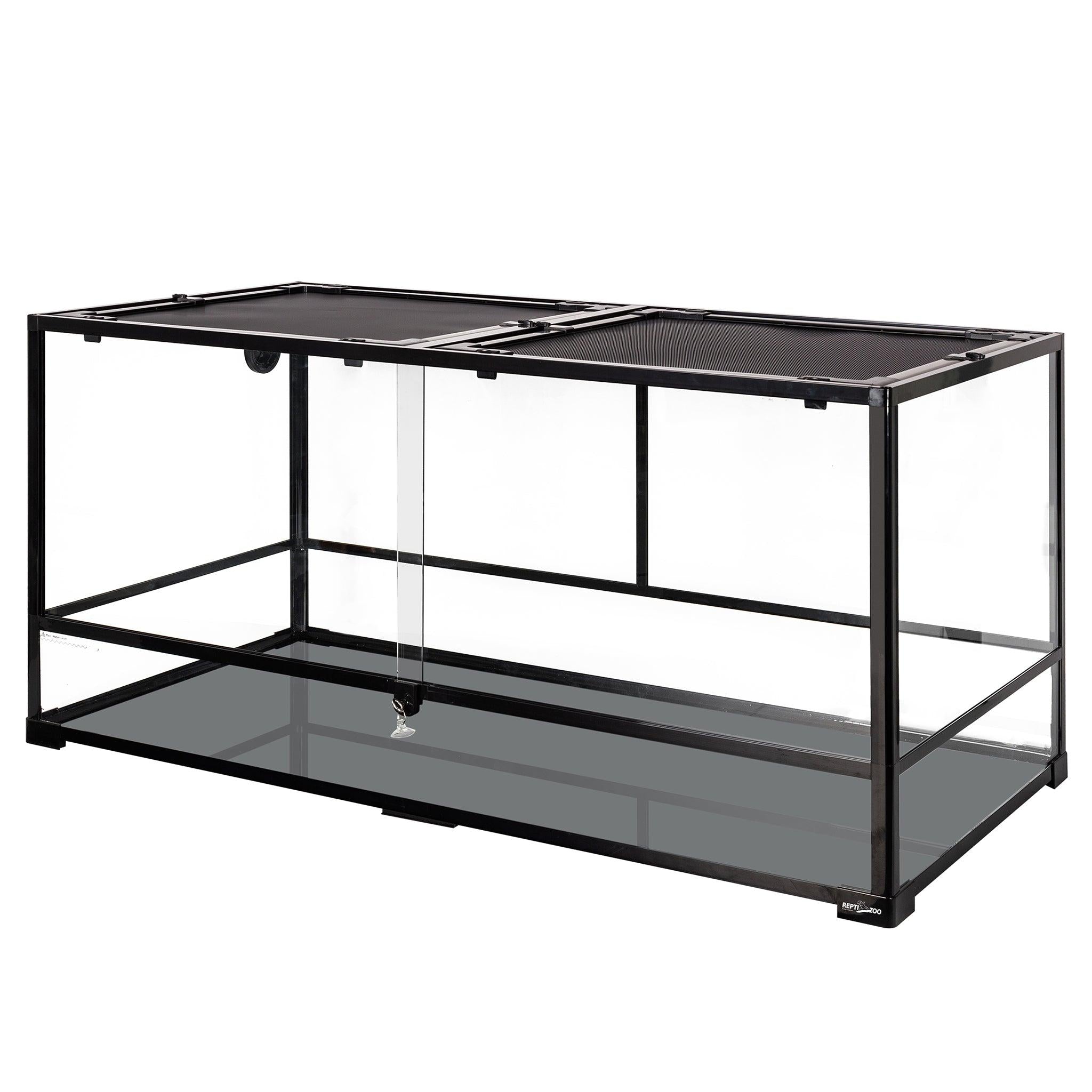 REPTI ZOO 120 Gallons Reptile Tank with Waterproof Bottom Sliding Door Double Top Wire Mesh Covers