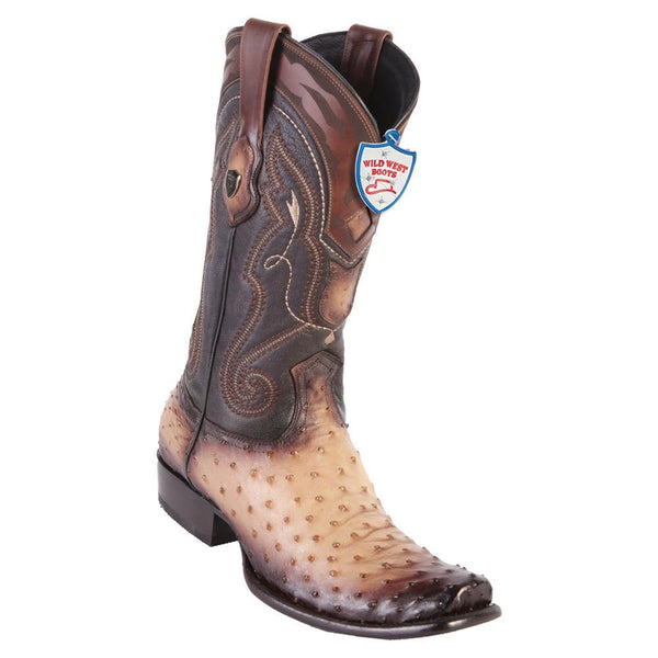 Wild West Cognac Genuine Ostrich Leg Boots