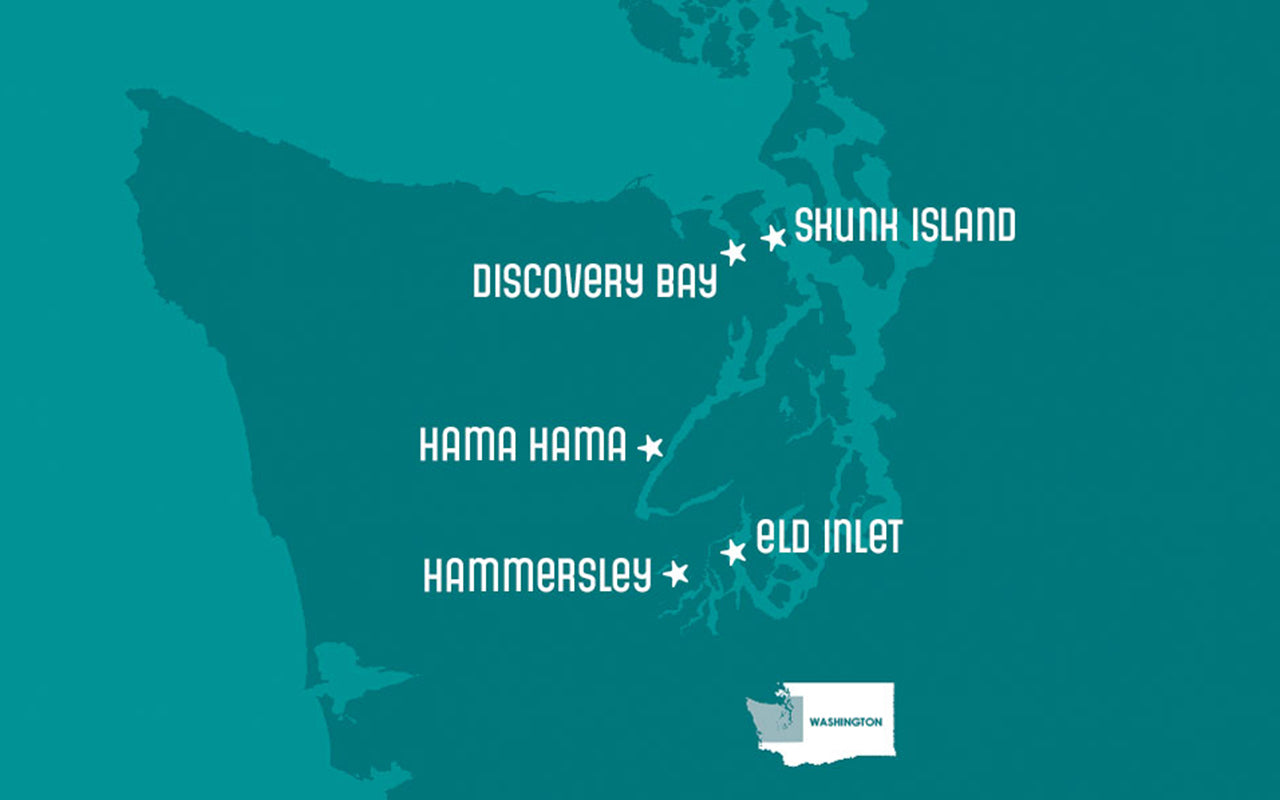 map of the Hama Hama company farming sites