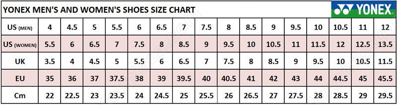 Yonex Sizing Chart