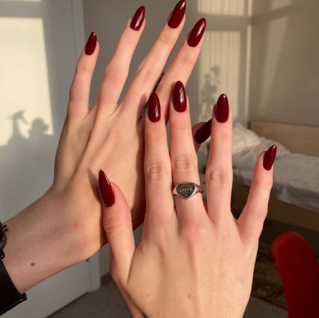 classic deep red manicure