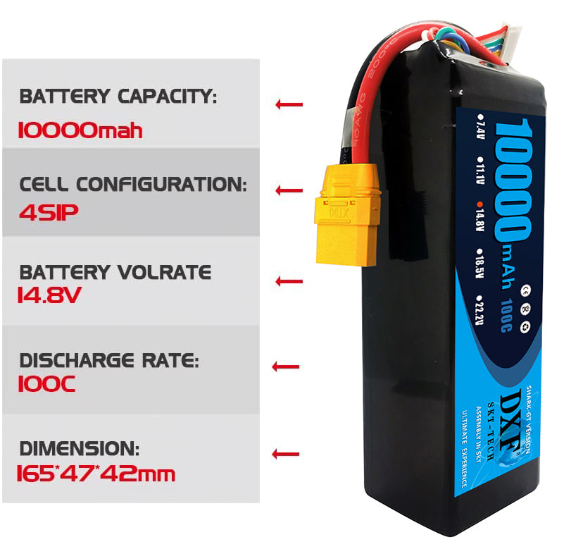 EU)DXF Lipo Battery 4S 15.2V 8000mAh 130C/260C HardCase Lipo