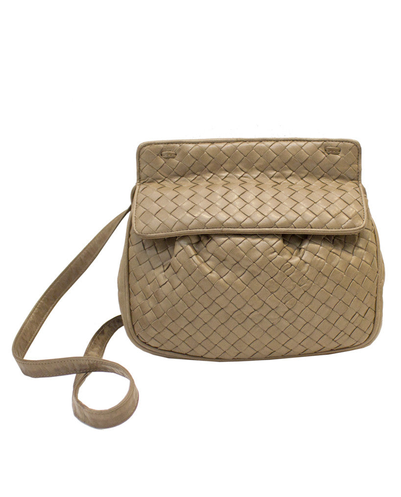 Taupe Woven Leather Crossbody Bag – Vintage Couture