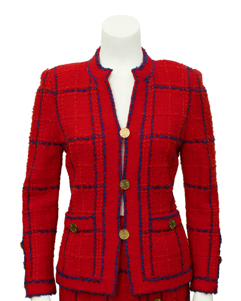 Red Knit Chanel Inspired Suit – Vintage Couture