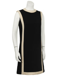 Black Wool Shift Dress with Cream Detail – Vintage Couture