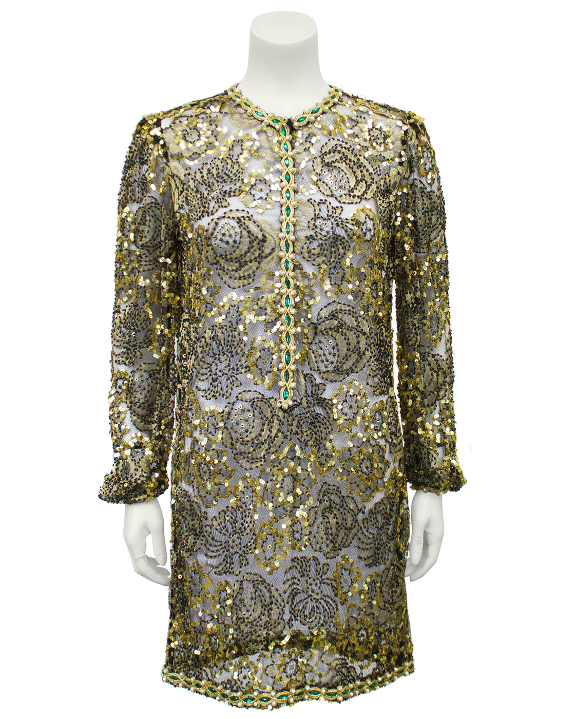 Gold Lace Beaded Evening Tunic – Vintage Couture