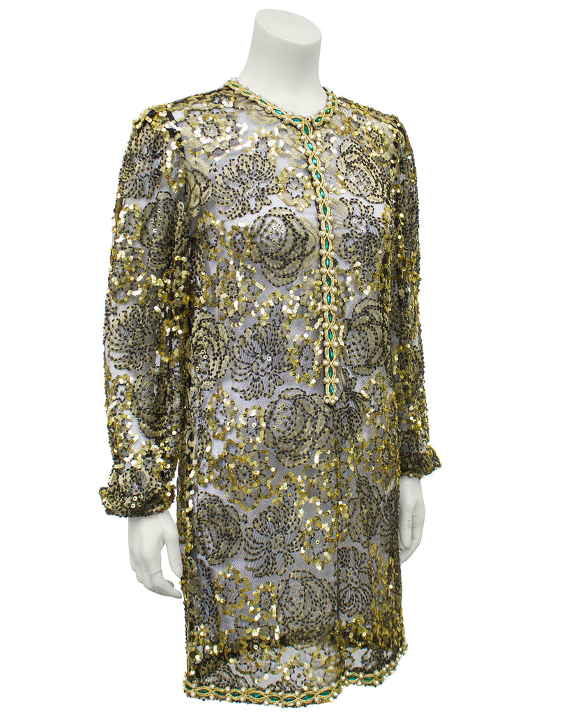 Gold Lace Beaded Evening Tunic – Vintage Couture