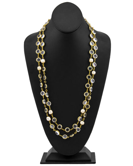 CHANEL, Jewelry, Chanel Vintage Clear Gripoix And Faux Pearl Necklace  Long Necklace