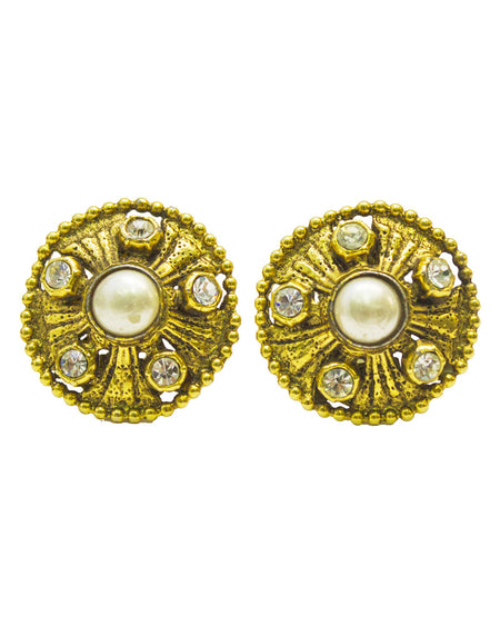 Chanel Vintage - Faux Pearl Gold-Tone Clip-On Earrings - Gold - Earrings  Chanel - Luxury High Quality - Avvenice