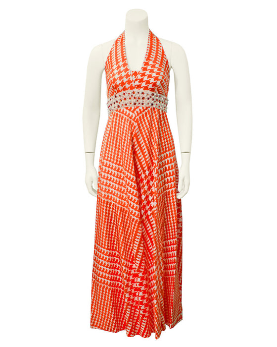 Orange & White Houndstooth Jumpsuit – Vintage Couture