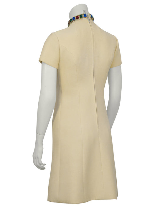 Beige Dress With Large Jewels – Vintage Couture