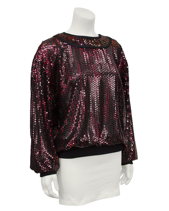 black and red sequin top