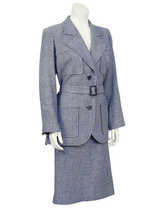 Blue Houndstooth Wool Safari Suit – Vintage Couture