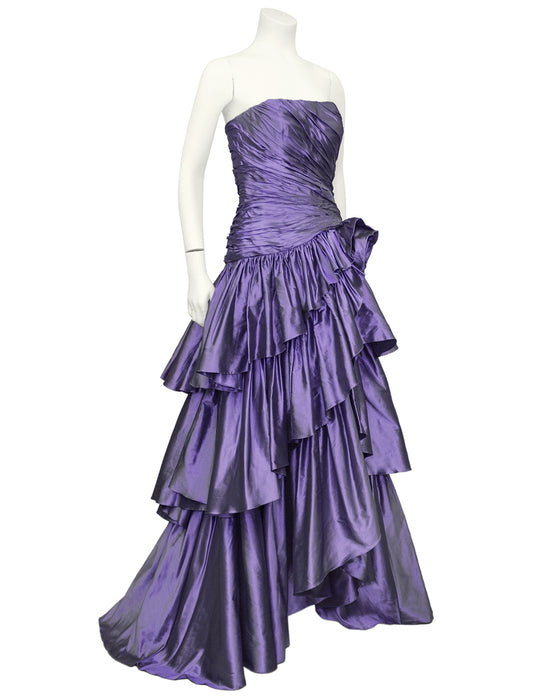 Bruce Oldfield Haute Couture Purple Taffeta Gown