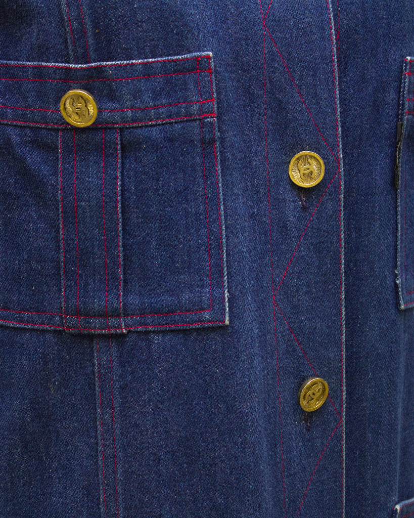 Denim Jacket with Red Stitching – Vintage Couture