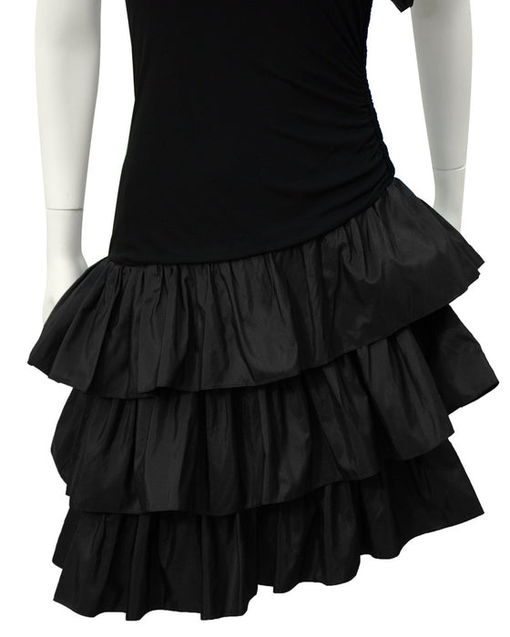 Black Ruffle One Shoulder Cocktail – Vintage Couture