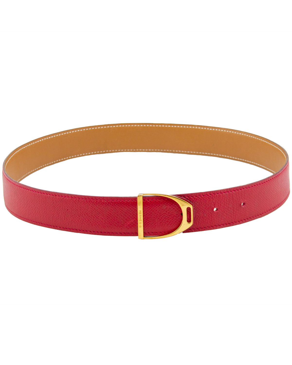 hermes red leather belt