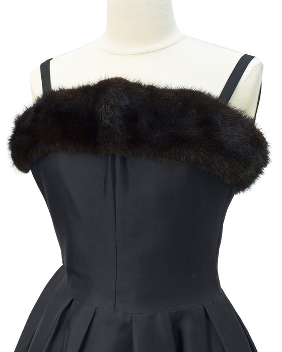 Black Couture Dress with Mink Trim – Vintage Couture