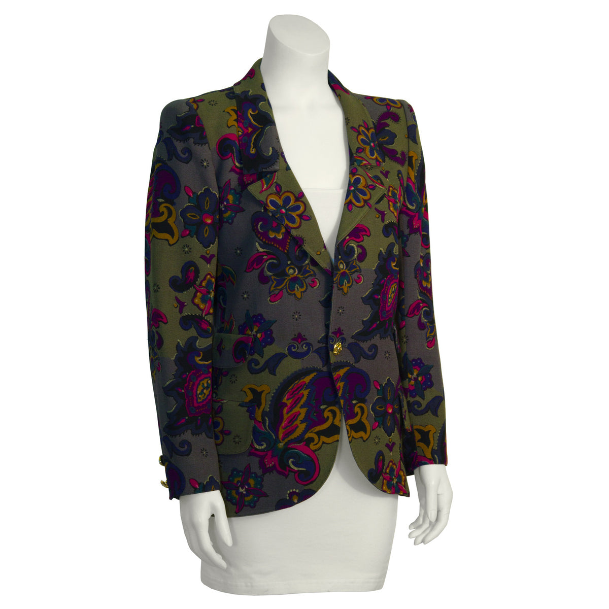 Khaki Floral Blazer – Vintage Couture